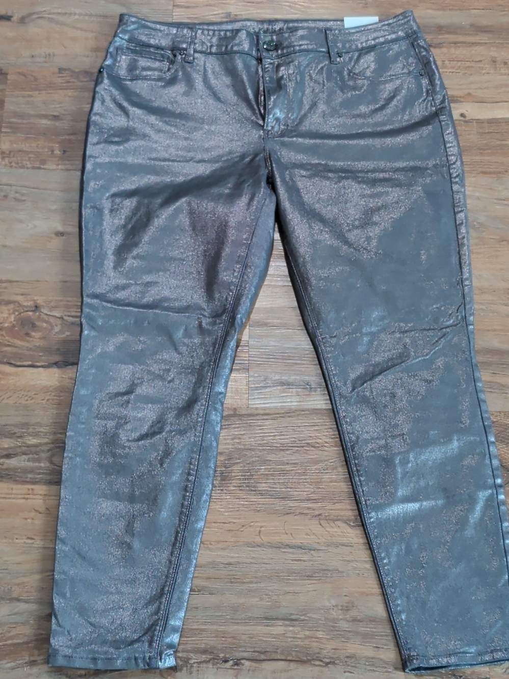 White House Black Market Skinny Ankle Jeans Silver Mid Rise Denim Gunmetal